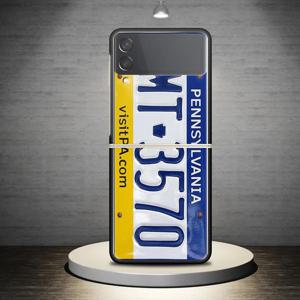 TEMU 삼성 갤럭시 Z Flip3, Z Flip 5G, Z Flip5, Z Flip4, Z Flip6용 레트로 자동차 등록번호 디자인을 갖춘 내구성이 뛰어난 하드 케이스.