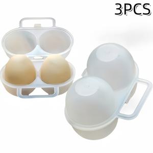 TEMU 3개 세트 휴대용 2단 계란 보관 용기 - 내구성 있는 플라스틱 투명 충격 방지 디자인, 공간 절약형 냉장고 정리함 & 여행/캠핑용 계란 디스펜서, 안전한 고정 기능, 야외 요리 및 피크닉 필수품, 컴팩트 디자인, 밀폐 잠금 메커니즘|캠핑냉장고|양문형냉장고
