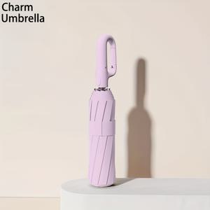 TEMU 크리에이티브 핸들 자동 접이식 우산 190T 우산 천 비즈니스 캐주얼 듀얼-퍼포즈 패션 크리스마스 데이 선물, 크리에이티브 핸들 디자인, 자동 개폐 10갈래 우산