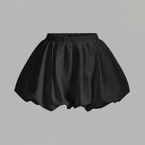 TEMU 여성용 하이웨이스트 플레어드 쇼츠 - 더블 레이어 탄력 허리밴드, 솔리드 컬러 여름 캐주얼 & 포멀웨어, 세탁기 사용 가능 레귤러 핏 우산 밑단 엘레강트 디자인, 매끄러운 질감, 비침 방지 원단