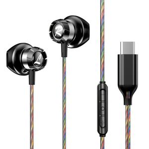 TEMU 마이크가 있는 서라운드 사운드 인이어 헤드폰, 타입-C 3.5mm 유선, 노이즈 격리 이어플러그, 삼성 갤럭시 S25 24 23 울트라용 - 블랙, 노이즈 격리 이어폰 | 서라운드 사운드 | 내구성 있는 헤드폰, 배터리 없음