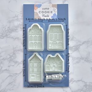 TEMU 크리스마스 선물용 빈티지 만화 인절미 집 쿠키 모양, 홈 베이킹에 적합한 노르딕 러스트 스타일, 할로윈 DIY 쿠키 만드는 데도 적합합니다.