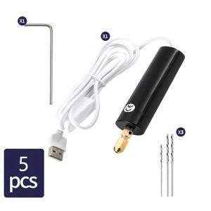 TEMU HIAIM 미니 휴대용 USB 핸드드릴, 육각형 캡 디자인, DIY 창의적인 보석, 구멍 펀칭, 도구 키트 포함, 무선, ≤36V, 보석 제조 도구|소형 드릴|USB 전원 드릴