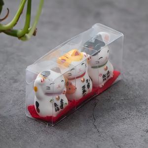 TEMU 3pcs 미니 세라믹 행운의 고양이, 일본식 행운의 고양이 조각품, 행운을 위한 것, 전기 없이도, 책장, 거실, 집, 사무실 장식, 새해 및 유니버설 휴일 선물|책꽂이|책장