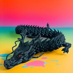 TEMU 자이언트 60cm 블랙 멀티컬러 3D 프린트 드래곤 조각상, 랜덤 눈, 현실적인 관절 디자인, 생일 선물, 차량 및 홈 데코, 데스크탑 디스플레이, 독특한 이스터 선물, 드래곤 장식, 스타일 장식, 할로윈, 액션 피규어에 완벽함
