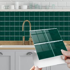 TEMU 20pcs 현대 창의적인 녹색 패턴 피엘 앤 스틱 스플래시 가드 타일 - DIY 자체 접착식 제거 가능한 오일 및 얼룩 방지 비닐 백스플래시 타일, 주방, 욕실, 가구, 계단용 - 10x10cm/15x15cm, 욕실 타일, 주방 백스플래시, 현대 주방 장식, 쉬운 설치 타일
