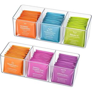 TEMU 1/2개입 티백 정리함 (3칸) - 튼튼한 스테인리스 스틸 티 보관함, 공간 절약형 주방 & 커피 정리함