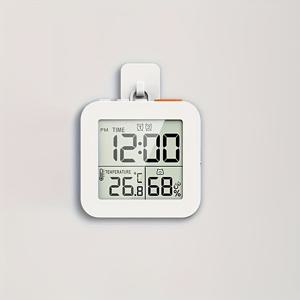 TEMU 1pc 디지털 알람 시계, 이중 온도 및 습도 모니터, LCD 백라이트, 카운트다운 타이머, 스누즈 기능, 벽걸이형, 배터리 작동 AAA 포함되지 않음, ABS 소재, 평평한 크라운 모양, 현대적인 홈 데코 시계 | 내구성 있는 구조, 시계 벽 장식|벽시계|벽시계