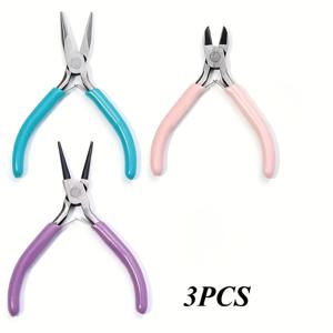 TEMU 3개 세트 주얼리 만들기 플라이어 세트 - 바늘 코, 체인 코, 둥근 코, 실 절단 플라이어 - 주얼리, 감기, 공예에 완벽! 공예 필수품|컬러풀 플라이어|내구성 있는 금속 플라이어