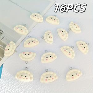 TEMU 6/16 귀여운 스마일리 페이스 만두 레진 참 - DIY 주얼리 펜던트, 금속 링 포함, 귀걸이, 키체인, 팔찌용 - 키체인 액세서리, 재미있는 디자인, 정교한 공예
