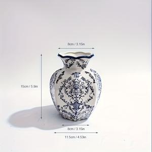 TEMU 수집가용 중국 빈티지 꽃병 - 우아한 홈 & 테이블 장식, 전통 청화백자 화병, 거실·식탁·웨딩 센터피스, 아시아 스타일 선물 아이디어, 수제 핸드페인팅 디자인, 인테리어 디자이너용