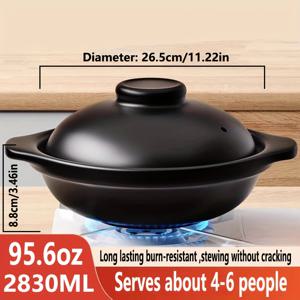 TEMU 1pc BLX GREEN 세라믹 캐서롤 - 두 개의 귀가 두꺼운 및 내구성이 뛰어나며, 열을 견딜 수 있는 비스듬한 냄비, 습, 요리, 베이킹 - 쉬운 청소, 다용도 주방 용품, 우아한 주방 용품, 내구성 있는 주방 용품