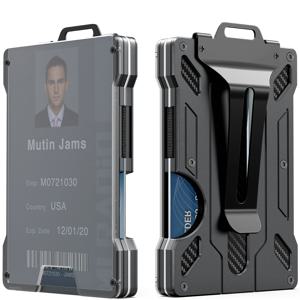 TEMU 남성용 슬림 지갑 - 알루미늄 금속 돈 클립, 투명한 ID 카드 홀더, RFID 스캔 방지, 15장의 카드를 수납, 컬러풀한 줄무늬와 로고 디자인, 봄 축제 및 축구 선물, 슬림 지갑, RFID 차단 지갑, 내구성 있는 클립