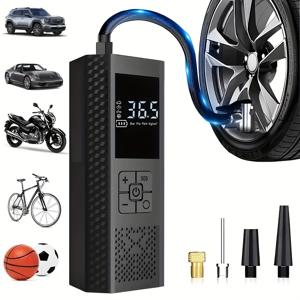 TEMU 디지털 LCD 디스플레이 무선 전동 타이어 펌프 - 빠른 공기 주입, USB-C 휴대용 에어 컴프레서, 최대 150PSI 압력, 자동차/자전거//공/수영복 부양제용 - 초경량 디자인, 스포츠 장비 펌프, 터보 성능, 충전식 배터리, 야외 모험가용