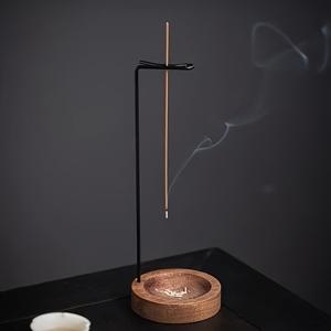 TEMU 자연적인 나무 향초 연기기 - 미니멀한 라인으로 디자인된 매달린 디자인, 배터리 없음, 젠 홈 데코에 적합, 전통 중국 스타일의 영적 분위기
