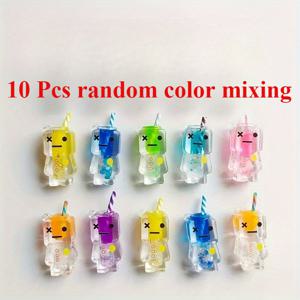TEMU 10pcs 혼합 색상 발광 로봇 장식품 - 귀여운 만화 디자인으로 DIY 보석 만들기, 귀여운 디자인으로 귀걸이, 목걸이, 팔찌, 열쇠장식 장식 (랜덤 조합), 창의적인 공예 프로젝트, 창의적인 공예 용품, 재미있는 디자인, 밝은 색상, 상상력 있는 디자인