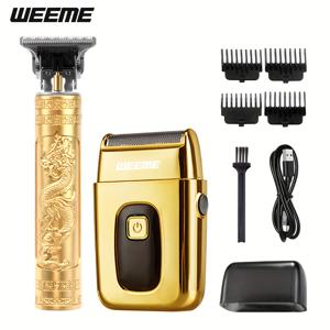 TEMU WEEME 2개 세트 남성용 전기 면도기, 얼굴 털 정리기, 짧은 수염 트리머. 섬세한 전기 헤어 트리머 + 짧은 수염 쉐이버. 홈 및 차량 여행용 머리 자르기, 면도, 스타일링