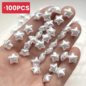 TEMU 100개 대형 1cm 화이트 펜타그램 비즈 - DIY 주얼리 만들기, 팔찌, 목걸이, 홈 데코용 스타 모양 비즈 - 광택 마감 공예 비즈 - 파티 장식 및 일상/특별한 날에 완벽한 액세서리, 반짝이는 표면 비즈, 매끄러운 질감, 반사 효과 스타 비즈