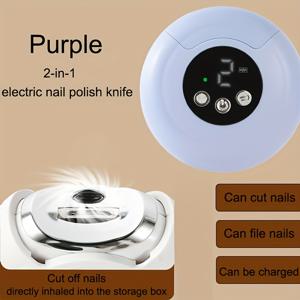 TEMU 2-in-1 전기 손톱 클리퍼 및 폴리셔 - LED 조명, USB 충전식, 3단계 조절 가능, 다기능 매니큐어 도구, 안전한 냄새 없는 디자인 - 휴대용, 살롱 및 가정용으로 적합, 이상적인 선물, 손톱 기술 용품, 전기 매니큐어 도구, 세련된 미용 기기, 디지털 디스플레이, 내구성 있는 플라스틱, 고품질 전자 장비|매니큐어|손톱깎이|네일재료