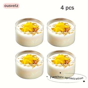 TEMU 4개 세트 고급 투명 유리 디저트 그릇, 고품질 보로실리케이트 소형 볼 – 과일 소스, 푸딩, 디저트, 드립소스, 음료용, 샐러드, 무스, 요거트, 젤리, 과일에 완벽한 스타일리시 주방용품