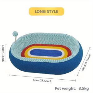 TEMU 1개 고양이 스크래치 패드 & 침대 콤보, 내구성 있는 털빠짐 없는 발톱 보드와 로프 포함, 고양이를 위한 그루밍 & 수면용, 티저 볼 포함, 고양이 스크래치 패드, 고양이 풍요로움,애완동물 긁기 솔루션,로프 퍼치 디자인,현대적인 애완동물 액세서리,스크래치 방지 표면,발톱질과 잠자는 콤보,고양이 주인,멀티캣 가정