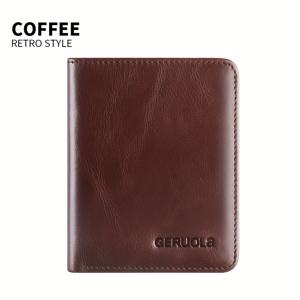 TEMU GERUOLA 빈티지 가죽 남성 지갑 - 초슬림 RFID 차단, 상급 소가죽, 멀티 카드 홀더 및 보안 스냅 버튼, 신용카드 및 체크카드에 적합