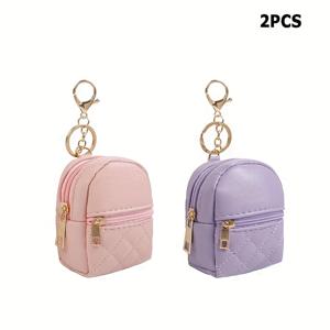 TEMU 2개 세트 귀여운 미니 백팩 키체인, 여성용 화장품 파우치, 립스틱 가방, 카드 보관 케이스, 데이터 케이블 수납백, 동전 주머니, 헤드폰 파우치, 휴대용 여행 정리함, /엄마/신부/친구 선물 추천|립스틱