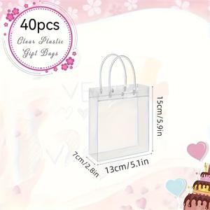 TEMU 10/15/20/40개 PVC 투명 토트백, 재사용 가능, 소형 사이즈, 휴일 파티, 할로윈, 크리스마스, 결혼식, 생일, 파티 선물, 메이크업, 꽃, 소규모 비즈니스 용품, 쇼핑, 공예, 파티 캔디 백, 비즈니스 포장 백, 깜짝 생일 백, 투명 캔디 백, 플라스틱 선물 가방, 투명 선물 가방, 선물용 가방, 크리스마스 선물 가방