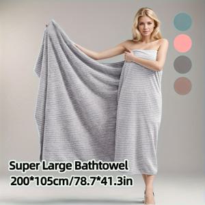 TEMU 1개 초흡수 빠른 건조 오버사이즈 목욕 타월 - 200x100cm (78.7x39.4인치) 탈모 없는 코랄 파이버 비치 타월, 패턴, 현대적 디자인 홈/여행용, 야외 및 추수감사절 선물, 착용 가능한 대형 페이스팅 컬러 목욕 타월, 플러스 사이즈 코랄 플리스 목욕 가운, 스파 타월 랩, 휴일 선물, 가정용