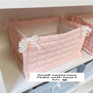 TEMU 새로운 사각 귀여운 핸드메이드 인스타 스타일 데스크탑 잡동사니 보관 바구니, 접이식 다용도 직사각형 수납 바스켓, 사무실/욕실/주방용 대형 화장품 정리함, 문구류/간식/데스크탑 수납 바구니, 선반 바스켓|욕실선반