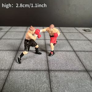 TEMU 1/64 스케일 복서 미니어처 - 레드 쇼츠 리얼리스틱 복싱 장면 모델, 다이오라마 및 전장용, 사진 소품, 수집가·교사·역사 애호가를 위한 세밀한 디자인의 작은 피규어, 배틀필드 풍경, 디테일 있는 박스링 장식