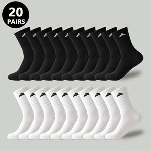 TEMU 남성용 20켤레 운동 양말 - 강력 쿠션 체육관, 러닝, 워크아웃 양말 - 수분 흡수 통기성 원단 - 무봉제 발가락 디자인 - 미끄럼 방지 그립 - 농구, 하이킹, 캐주얼 착용 - (블랙) - 스포츠 및 일상 사용에 이상적, 스타일리시한 디자인, 편안한 착용감, 피트니스 애호가를 위한