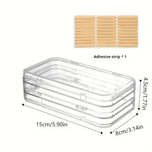TEMU 인기 온라인 휴대용 프레스온 네일용 3단 3pcs 투명 먼지방지 네일 아트 디스플레이 박스, 네일 아트 및 보석 보관에 적합 (접착 스트립 및 2개의 먼지방지 보관함 포함)