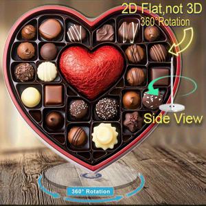 TEMU 2D 플랫, 360° 회전 하트 모양 초콜릿 선물 상자 - 다양한 초콜렛 포함, 발렌타인데이 & 특별한 날을 위한 아크릴 데스크탑 장식품, 클래식 디자인