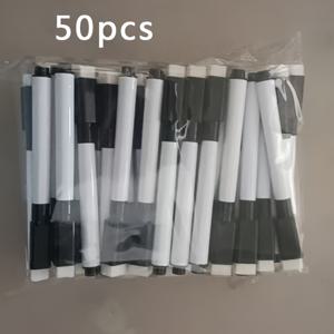 TEMU 50개입 블랙 드라이 이레이스 마커 세트 (지우개 캡 포함), 미니 화이트보드 & 칠판 펜 - 가벼운 무전원, 홈&학교용 데스크 정리함 제공