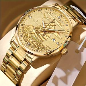 TEMU 배터리 없는 남성용 자동 기계식 시계, 스무스 세일링 시리즈, 올골드 노블 남성 손목시계, 가족, 파트너, 친구를 위한 선물로 적합, 정장 액세서리,스타일리시 타임피스,클래식 워치,우아한 시계,고급 장인 정신, 소재,남성용 손목시계,시간 측정 기기,전문 남성용,시계 수집가|손목시계