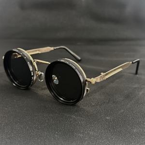 TEMU 【빈티지 라이카 스타일】 회전식 패션 안경 () - 조절 가능한 렌즈 블랙/그레이 그라데이션, 합금 프레임, 할로윈 코스튬/스트릿 패션 액세서리