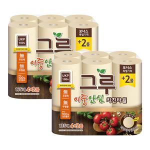 TEMU 그루 UKP 무표백 키친타올 135매 6롤 2팩