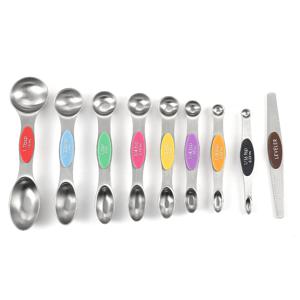 TEMU 9pcs 자석 측정 숟가락, 양면, 스테인레스 스틸, 액체 및 건성 재료 측정에 완벽하며, 스파이스 병에 맞습니다