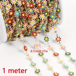 TEMU 1 미터 데이지 꽃 에나멜 체인 목걸이 초커 팔찌 귀걸이 DIY 쥬얼리 액세서리 만들기