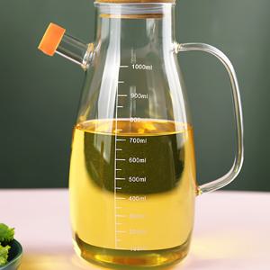 TEMU 1개 대형 유리 오일 디스펜서, 1000ml 누출 방지 주방 크루시블, 손세척만, 원형 모양, PVC 무료, 조리용 오일, 소금장, 식초 - 가정용 오일 병 세트