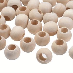 TEMU /100/200Pcs 10-25mm 나무 큰 구멍 라운드 루즈 스페이서 비즈 보석 제작 Diy 특별한 팔찌 기타 창의적인 펜던트 장식 공예 용품