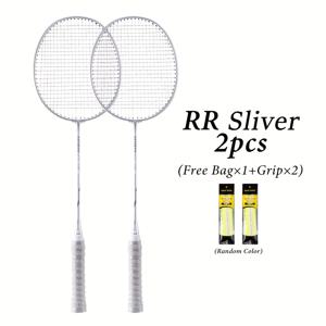 TEMU 2pcs 무료 가방 및 오버그립 RR< 시리즈 T-joint 헤드 탄소 섬유 배드민턴 라켓 4U 22/24/26lbs 흰색 검은색 볼 컨트롤 유형 초보자 플레이어 훈련 야외 실내