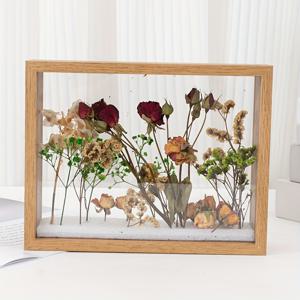 TEMU 1개 목재 쉐도우 박스 디스플레이 케이스, 양면 투명 4cm 중공 디자인, DIY 공예, 말린 꽃, 사진, 예술 작품용 다용도 벽 및 탁상 장식 - 생일, 결혼식, 기념일, 졸업식 및 휴일 선물에 이상적 - 전기 필요 없음, 걸이 장식
