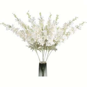 TEMU 8개 인공 꽃 돌핀 33.5인치 긴 줄기 인조 실키 델피니움 꽃꽂이 장식, 실물 같은 꽃 키 큰 꽃병 집 웨딩 파티 장식