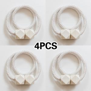 TEMU 4pcs 현대적인 우아한 큐브 디자인 자석 커튼 타이백, 업그레이드된 두꺼운 로프와 강력한 자석 레트로 커튼 홀더, 침실, 거실, 주방에 적합, 집 장식에 고급스러운 터치를 추가합니다.