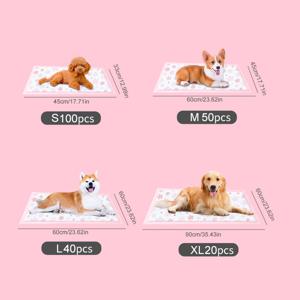 TEMU 100개/50개/40개/20개 즉시 흡수 개 훈련 패드: 한 개의 약을 사용하여 1000ml의 물을 흡수할 수 있습니다 - 모든 크기의 개에게 적합합니다|배변패드