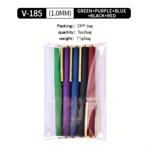 TEMU 5개/12개, 5개/12개 1.0mm 컬러 서명 펜 대용량 두꺼운 펜 드로잉 사무용 필기 학습 연습 서예 회계 젤 펜 V-185|캘리그라피
