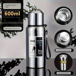 TEMU 1개 1.2L/40.58oz 블랙 스테인리스 스틸 보온 보냉 물병, 플립탑 뚜껑 - 대용량, 휴대용 & 밀폐형, 야외, 차량 및 가정용 - 튼튼한 316 스테인리스 스틸, 커피 & 물, 여행용 물병에 이상적