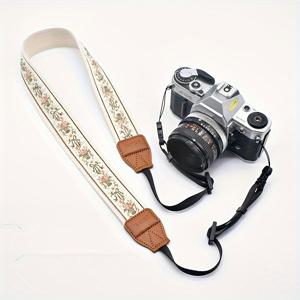TEMU 디자인 레트로 폴리에스터 카메라 스트랩, 마이크로슬라이 디아고날 사진 촬영 어깨 스트랩, 캐논 소니 푸지 니콘용 문학적 걸이 목 디자인